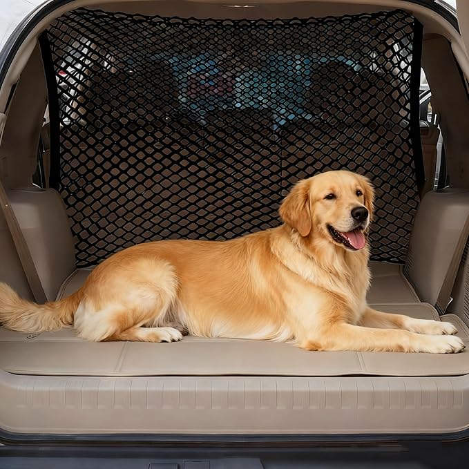 Dog Barrier for Car for Hyundai Tucson 2021 2022 2023, Adjustable Reinforced Mesh Pet Net Barrier for Back Seat & Cargo Area Keeps Dogs Safe While Driving