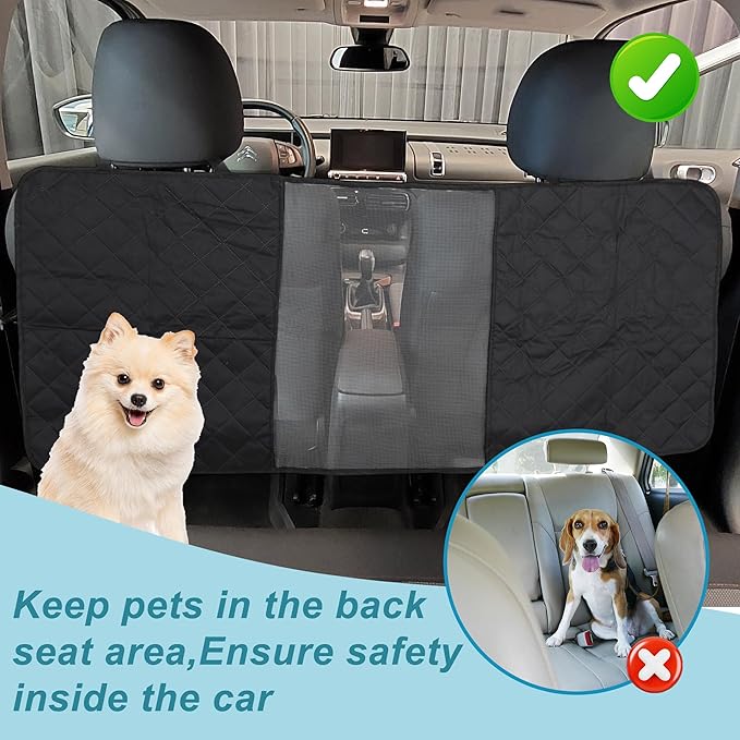 Dog Car Net Barrier, Pet Barrier with Adjustable Rope, Universal for Cars, SUVs, Easy Install, for Safe Driving with Children Pets, Black