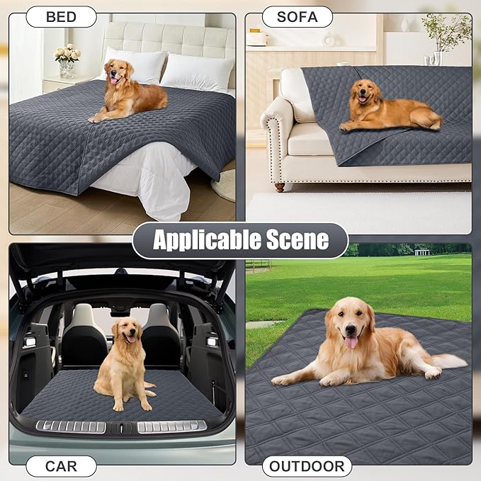 Smiry Waterproof Dog Bed Cover Pet Blanket, Soft Washable Dog Blanket for Furniture Bed Couch Sofa Reversible, Checkered (40"x80", Dark Grey/Dark Grey)