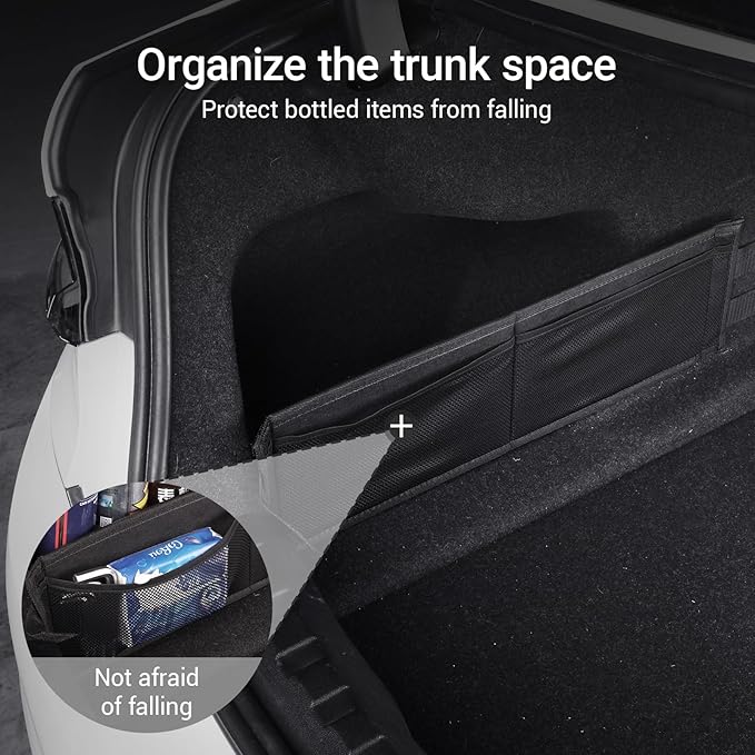 1PCS Car Rear Trunk Organizer Side Divider Board Console Storage Divider Waterproof Easy To Install Trunk Storage Organizer Side for Car, SUV,[Black]
