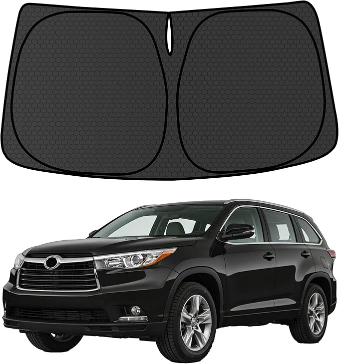 Highlander Customized Windshield Sun Shade for 2014 2015 2016 2017 2018 2019 Highlander Front Window Sunshade Visor Protector Foldable Blocks UV Rays Keep Car Cooler Accessories