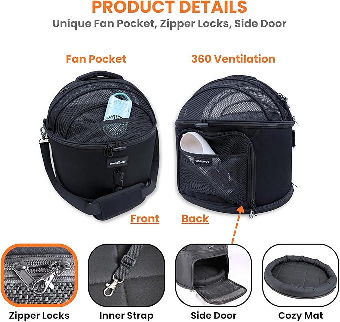 3-in-1 Crash-Tested Cat & Small Dog Car Seat (5-Star CPS Certified for Car Crash Protection) | Enclosed Cat Bed Cave | Portable Pet Carrier | Zero Carrier Switch Stress for Vet Visit & Outdoor Travel.