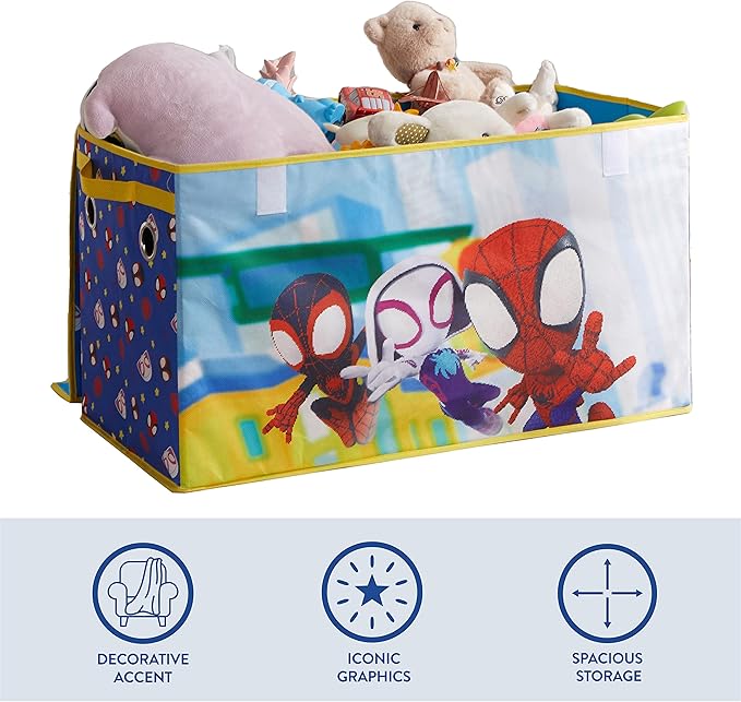 Marvel Spidey and His Amazing Friends Collapsible Toy Storage Trunk,Durable Organizer with Soft Lid, 28.5" x 14.5" x 16"