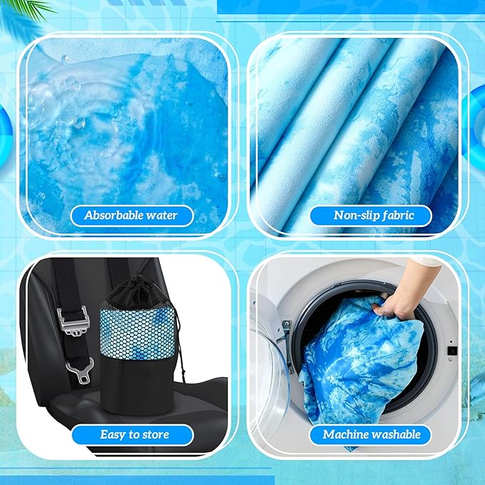 Hahafelt 2 Pack Car Seat Towel Covers with Storage Bag 63 x 32 Inch Athletic Running Towel Seat Sweat Washable Non Slip Cover Gift for Car Outdoor Sport Activities (Blue Tie Dye)
