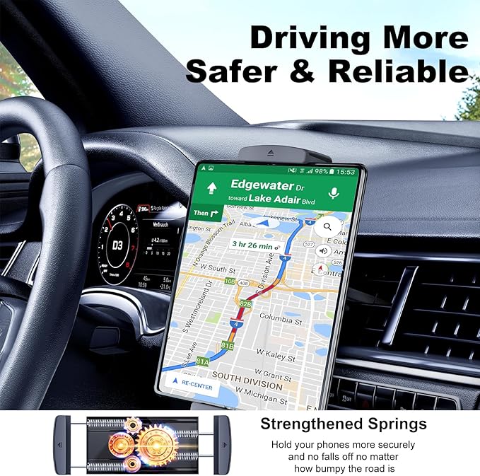 Z Fold 7 6 5 4 3 2 Car Mount, No Block Vent & Grip Firmly Z Fold 6 Accessories, Broad Compatible for Galaxy Z Fold iPad mini iPhone 16 15 14 13 12 Pro Max Samsung S25 Ultra