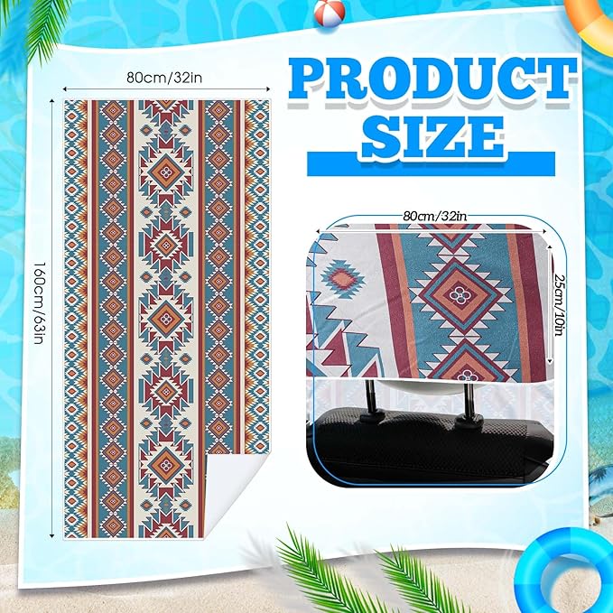 Hahafelt 2 Pack Car Seat Towel Covers with Storage Bag 63 x 32 Inch Athletic Running Towel Seat Sweat Washable Non Slip Cover Gift for Car Outdoor Sport Activities (Tuscon Aztec)