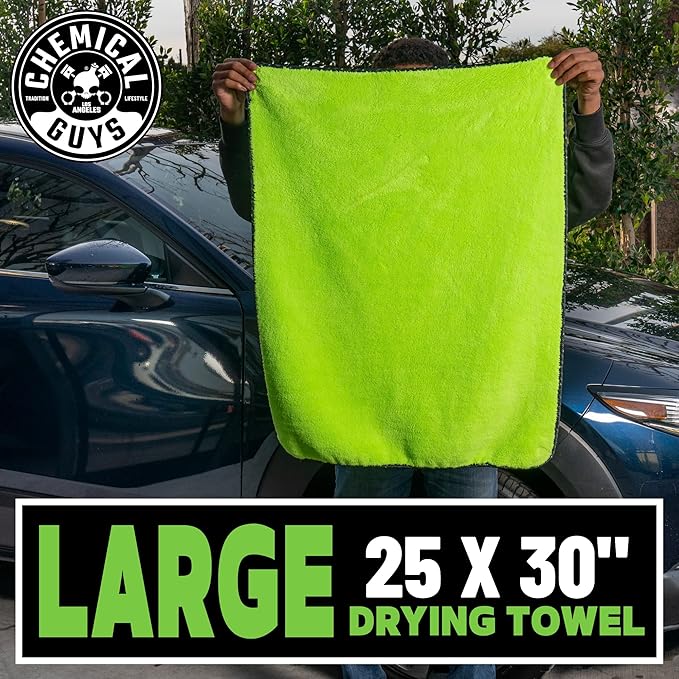 Chemical Guys MIC530 Speed Woolly Mammoth Ultimate Super Plush Car Drying Towel, for Cars, Trucks, SUVs, Pets, Messes & More, Neon Green (25" X 30")