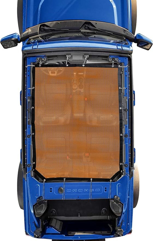 sukemichi Sunshade for Ford Bronco,Mesh Sun Shade Bikini Top Cover Bimini Top for Ford Bronco Accessories 2021 2022 2023 2024 2025 2026 4 Door - Blocks UV, Wind, Noise(Orange)