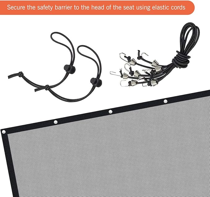 leechio 1 PC Seatback Dog Safety Barrier, Universal Dog Obstacle Net, 43.3in x 23.62in Pet Barrier Backseat Mesh, Pet Net with Adjusting Rope and Hooks, for Most Cars SUVs (Black)