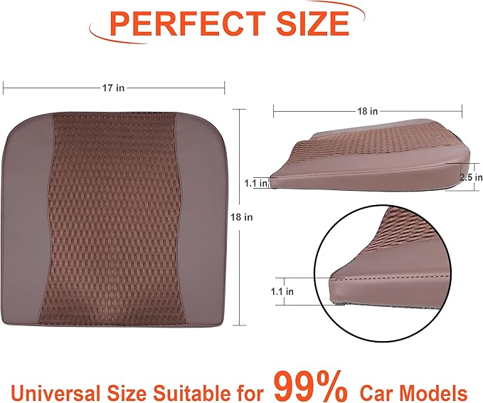 Lofty Aim Car Seat Cushion, Comfort Memory Foam Car Cushions for Driving - Sciatica & Lower Back Pain Relief, Driver Seat Pillow for Auto, Office Chair, Wheelchair - 4D Mesh Brown