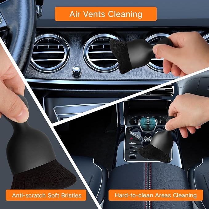 Qydipclin 10pcs Windshield Cleaning Tool Inside Car Window Cleaner Wash Kit with 4 Reusable Microfiber Pads 1 Spray Bottle and Extendable Handle Interior Auto Glass Wiper Kit, Orange