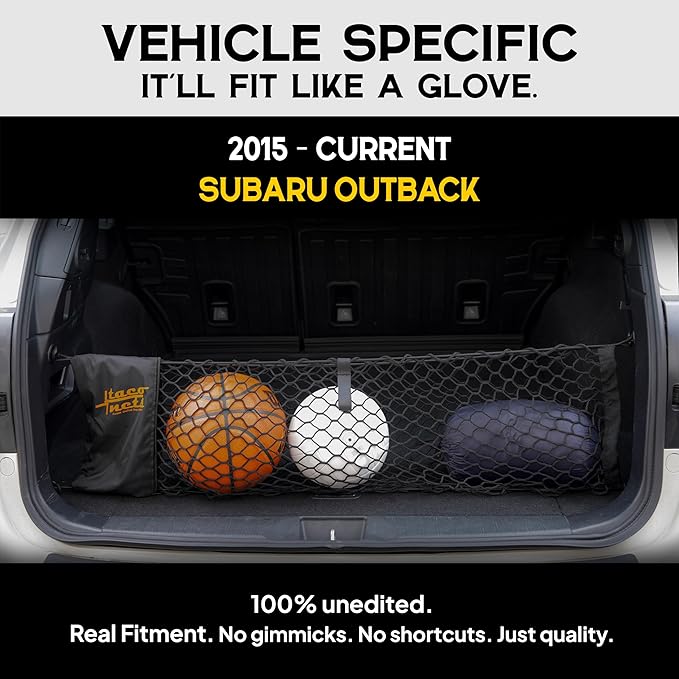 TacoNets Envelope Cargo Net for Subaru Outback - Fits 2015-Current - Upgraded 5mm Bungee - Integrated Storage Bag - Heavy Duty Hooks - Designed in USA