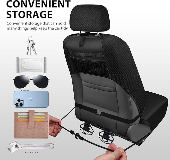 CAR PASS Oxford Bling Diamond Car Seat Covers 2 Front Interior Sets, Waterproof Shining Glitter Sparkly Crystal Universal Armrest Fit 95% Automotive Truck SUV Cute Women Girl, Black Silver Rhinestone