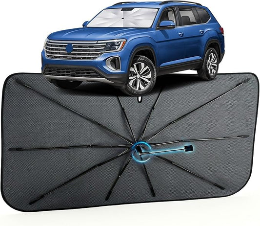 Car Windshield Sun Shade for Volkswagen Atlas 2018-2026 –[Reflective Coated Fabric] Sunshade Umbrella for Front Window, Car Shades Sun Visor Keep Car Cool and Protects Interior, 1:1 Exact Fit