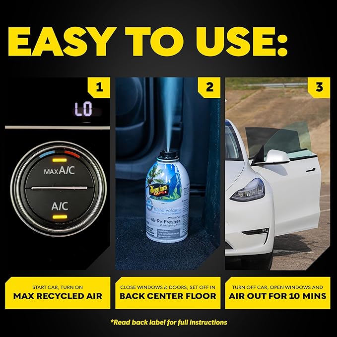 Meguiar's Car Air Refresher Odor Fighting Mist,Island Volcano, Long-Lasting Car Freshener Fights Strong & Unwanted Vehicle Smells Renewing Interiors with a Luxurious & Refreshing Scent, 2 oz Aerosol