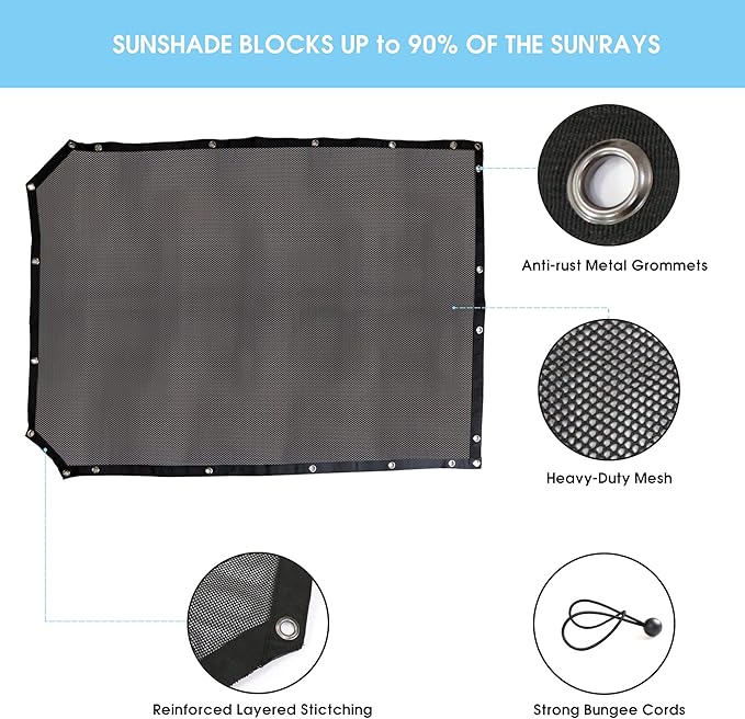 sukemichi Sunshade for Ford Bronco, Full Length Mesh Sun Shade Bikini Top Cover for Ford Bronco Accessories 2021 2022 2023 2024 2025 2026 4 Door - Blocks UV, Wind, Noise, (Black)