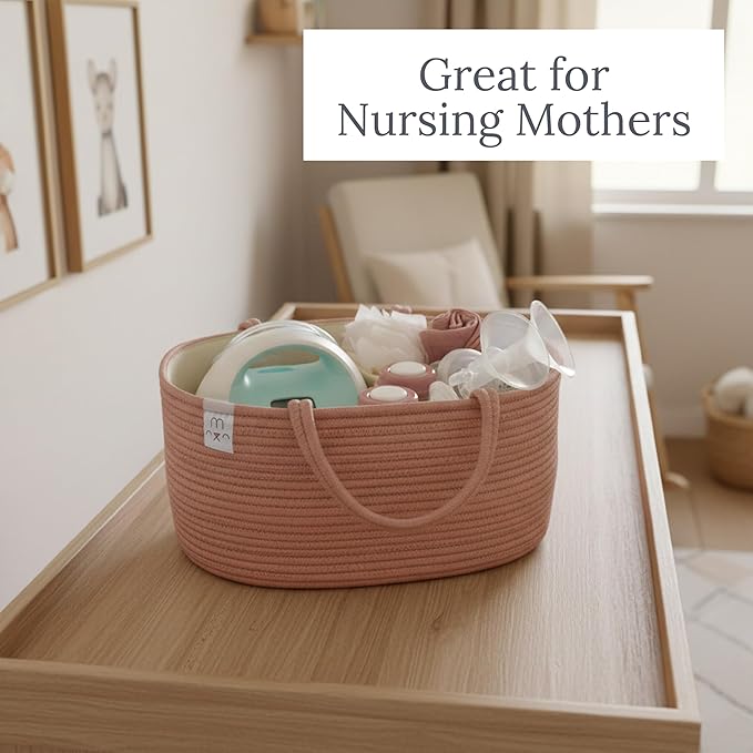 Natemia Baby Diaper Caddy Organizer - Baby Shower Basket for Gifts - Nursery Storage for Diapers, Wipes, Breast Pump - Portable Organizer and Gift Bag - Newborn Essentials
