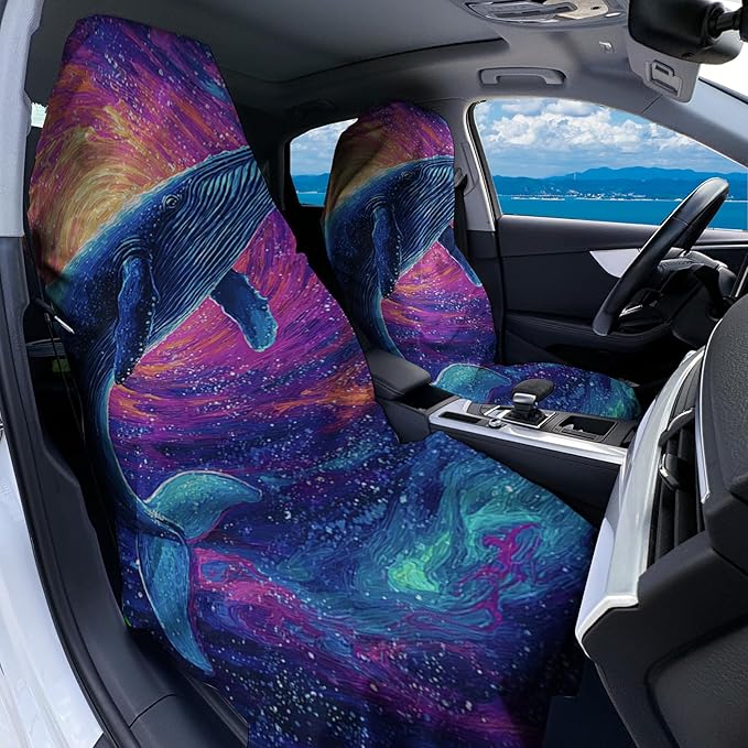1 Pack Car Towel Seat Covers with Storage Bag, Multifunctional Towel for Gym Outdoor Sport, Picnic, Beach, Pet Dog Travel,Non-Slip Washable Car Seat Protector (Starry Whale)