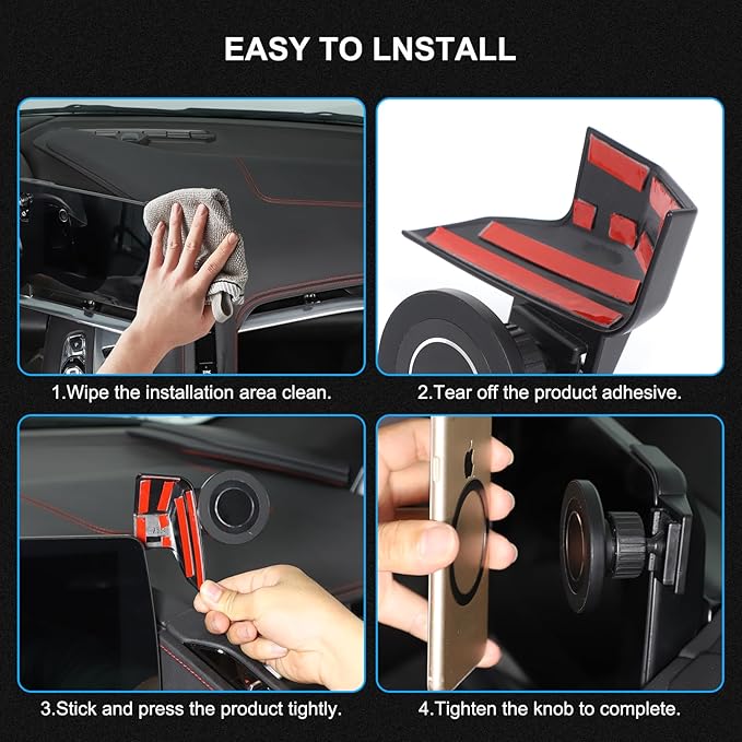 Car Phone Holder Compatible with Chevrolet Corvette C8 2020-2025 Stingray Center Console Dashboard Phone Mount Magnetic Phone Mount Dash Clip Accessories