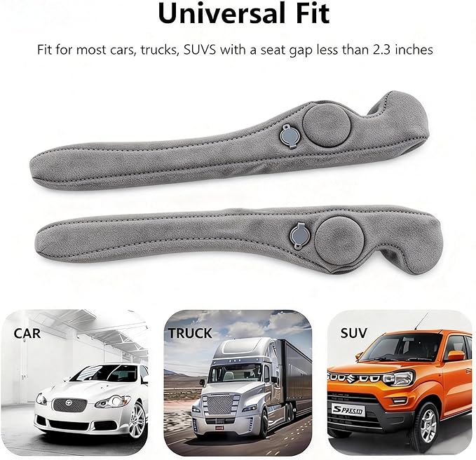Inflatable Car Seat Gap Filler Strip - 2Pcs Suede Foldable Seat Gap Plug Blocker,Stop Dropping Items,Soft Interior Accessories for All Cars (Gray)