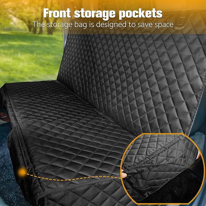 PETICON Dog Car Seat Covers for Truck Ford f150/Ram1500/Chevrolet Silverado 1500, Waterproof Pet Back Seat Cover for Trucks, Scratchproof Nonslip Durable Rear Seat Cover for Dogs