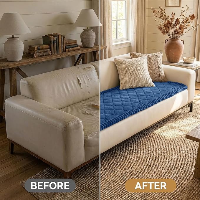 Smiry Fuzzy Couch Cover for Dogs, Non Slip Washable Pet Sofa Cover, Scratch Proof Hair Resistant Plush Sofa Slipcover, Pet Friendly Couch Cushion Protector for Cat, Navy, 27.6" x 70.9"