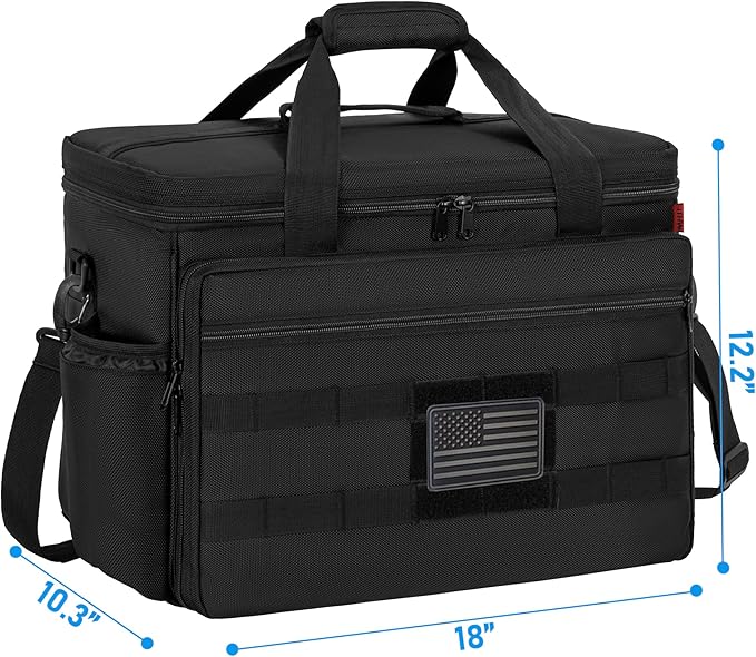 Patrol Bag Law Enforcement, Police Gear Bag Car Front Seat Organizer for Police with Laptop Layer and Cup Holders, MOLLE System, Fits Vehicle Passenger Seat Black
