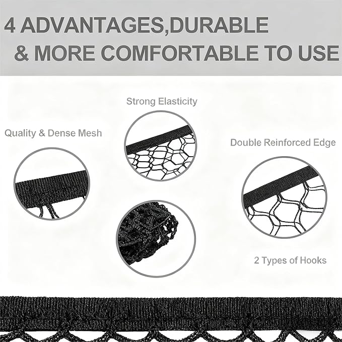 Car Dog Barrier Net 47.24" x 33.85" Dual Layer Safety Net for Dog Pet Children Vehicle Universal Mesh Barrier Guard Blocks Access To Car Front Seats Organiser Net Bag Mesh Storage
