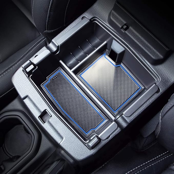Compatible with Center Console Organizer Tray Jeep Wrangler JL/JLU 2018-2021 2022 2023 2024 2025 and Jeep Gladiator JT Truck 2020-2023 2024 2025 Insert Armrest Accessories (Not for JK/JKU)(Blue Trim)