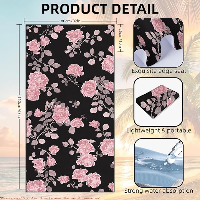 2 Pack Car Towel Seat Covers with Storage Bag, Multifunctional Towel for Gym Outdoor Sport, Picnic, Beach, Pet Dog Travel,Non-Slip Washable Car Seat Protector (Pink Flower)
