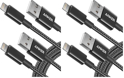 Anker 6 ft Premium Double-Braided Nylon Lightning Cable, Apple MFi Certified for iPhone Chargers, iPhone X/8/8 Plus/7/7 Plus/6/6 Plus/5s, iPad, iPad mini, and More (Black) (Pack of 2)
