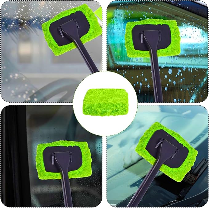 5 PCS Car Care Microfiber Cloths for Windshield Cleaner, Microfiber Cleaning Cloth for Windshield Cleaning Tool Interior Car Window Cleaner Washing Bonnets, Reusable Window Washing Pads Cover Kit