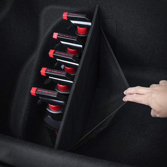 KMMOTORS Sub Trunk Divider of under-floor Compatible for Model Y, Model 3 (2017-2023) – Hidden Trunk Organizer – Dividers with Mesh Pockets for Storage Separation (Set of 2)