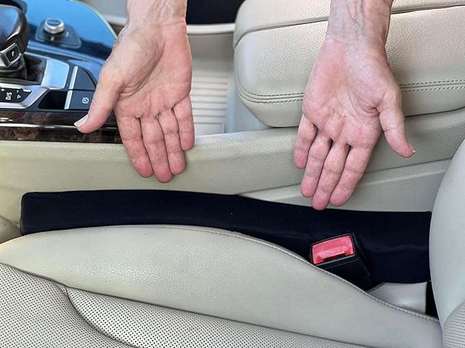 Patented Car Seat Gap Filler and Insert - As Seen On TV - Block The Gap Between The Seat and Center Console - Universal Fit Car Truck SUV - Set of 2 (Black Fabric)
