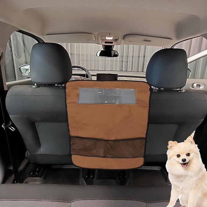 Dog Car Net Barrier, Mesh Design for Air Flow, Sturdy Material Dog Car Net Barrier, for Trucks SUV Vehicle, Brown