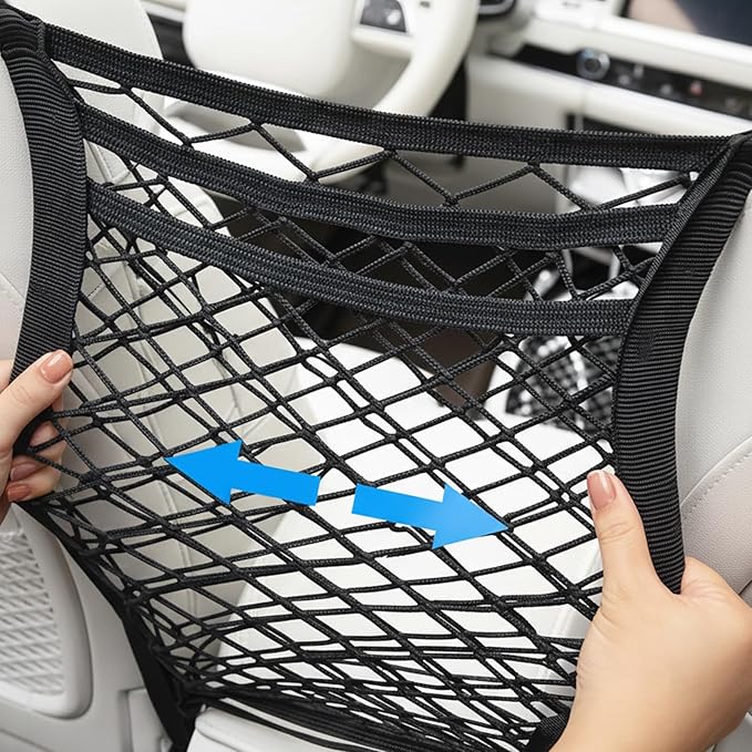 Dog Car Barrier, 3-Layer 4-Side Mesh Pet Divider Dog Barrier for Car, Dog Barrier for SUV Universal Fit Stretchable Easy Install Car Organizer
