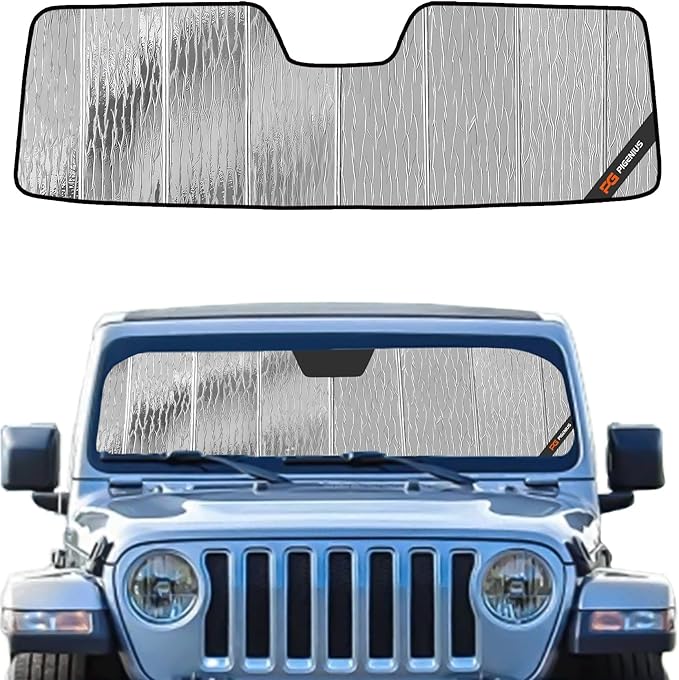 Pigenius Windshield Sun Shade for Jeep Wrangler 2011-2017, Wrangler JK 2018 Front Window Sunshade - AstraGuard