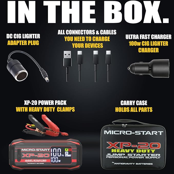 Antigravity Batteries 2000A Jump Starter – 12V Lithium Battery Booster Pack, Portable Jump Box, for up to 10.0L Gas & 8.0L Diesel Engines