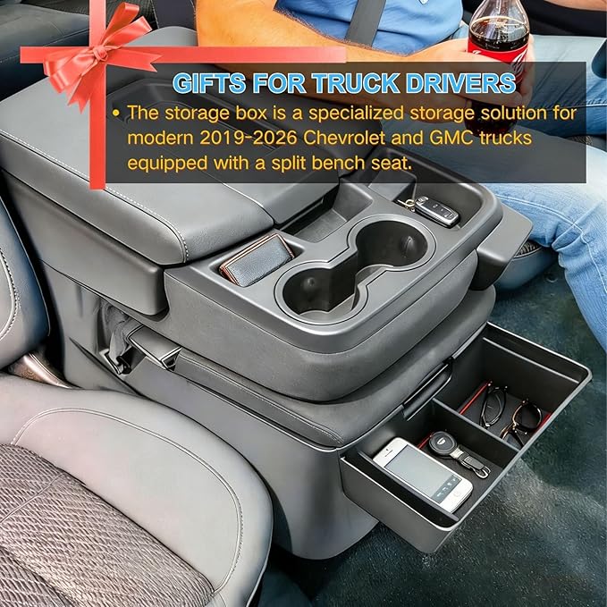 Floor Console Hanging Organizer with Divider for 2019-2026 Chevy Silverado/GMC Sierra 1500&2020-2026 Chevrolet Silverado/Sierra 2500HD 3500HD Jump Seat Accessories Fit Only Split-Bench Folding Seat