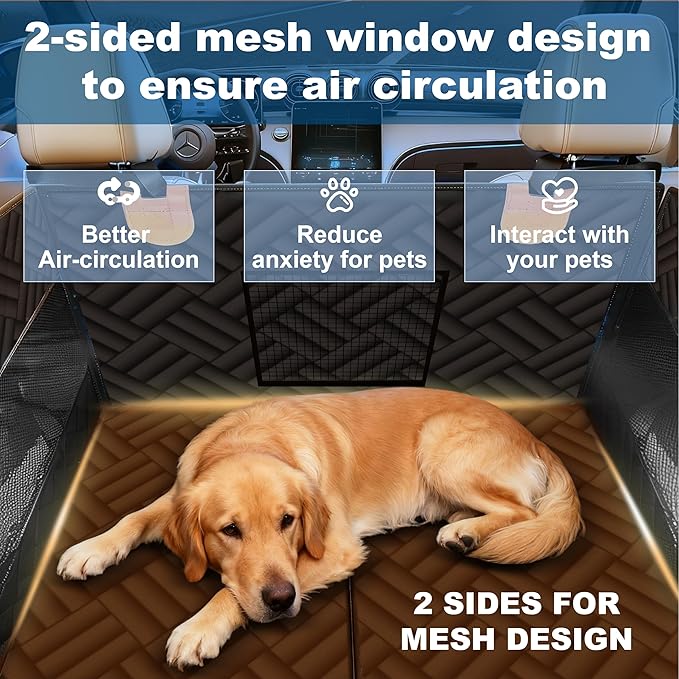 Dog Car Seat for Large Medium Dogs – Back Seat Extender for Dogs, Waterproof Medium Dog Carseat with Hard Bottom& Pet Seat Cover for Back Seat | Fits Sedans, SUVs, Trucks (Black)