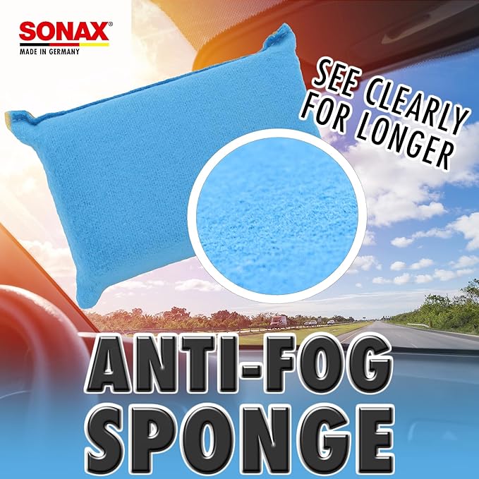 SONAX Windscreen Sponge 417100 | Dual Action Cleaning Sponge for Streak Free Glass | Easily Removes Dirt Fog and Condensation from Windshields Windows and Mirrors | Compact and Reusable