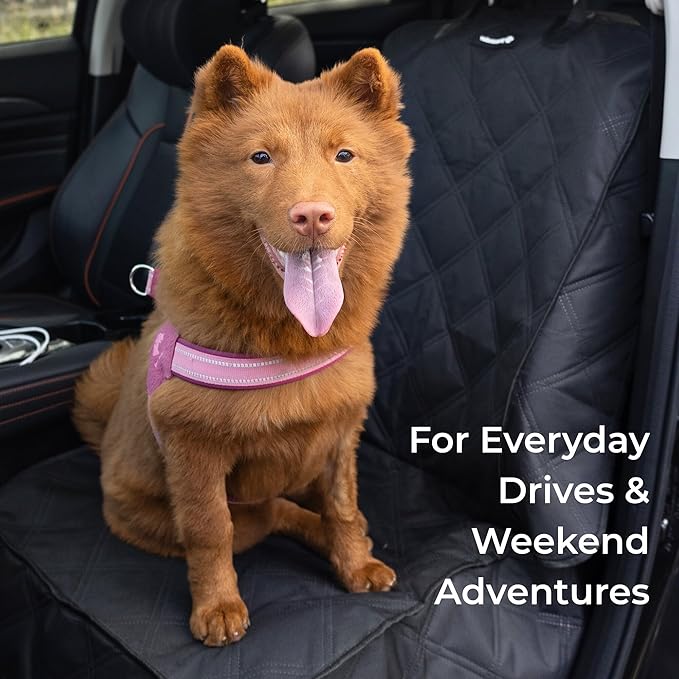 Dog Front Seat Cover for Car, Waterproof 600D Oxford Cloth Pet Seat Protector with Side Flaps, Durable Dog Car Seat Cover Front Passenger for Bucket Seat/Captain Chair, Full Protection (Black)