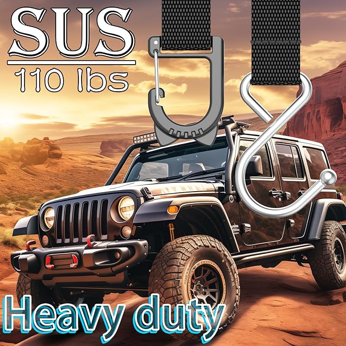 Purse Hook for Car, Safe Flat S-Shape Headrest Hooks for Car, 100 LBS Heavy Duty Car Seat Hooks, Multi-Use Car Bag Hooks & Sports Fence Hook for Bags (2 Pack)