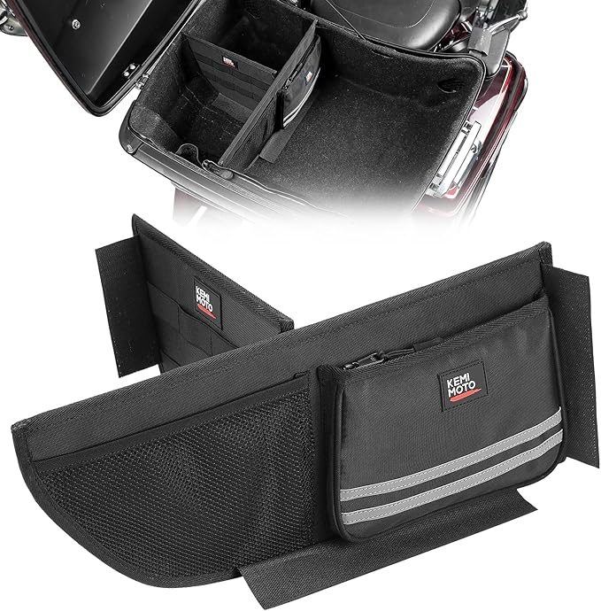 KEMIMOTO Organizer for Tour Pack Storage bag with Mesh Pocket and Dividers Compatible With Touring CVO Road Glide Ultra Limited Tri Glide 2014-2025