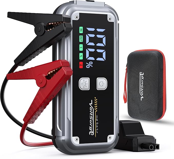 7000A Jump Starter Pack for Car, 12V Portable Jumper Starter (up to All Gas 8.0L Diesel Engine) with LCD Display, Jump Box Charger with Lithium Battery, QC3.0 & 4 LED Light Modes
