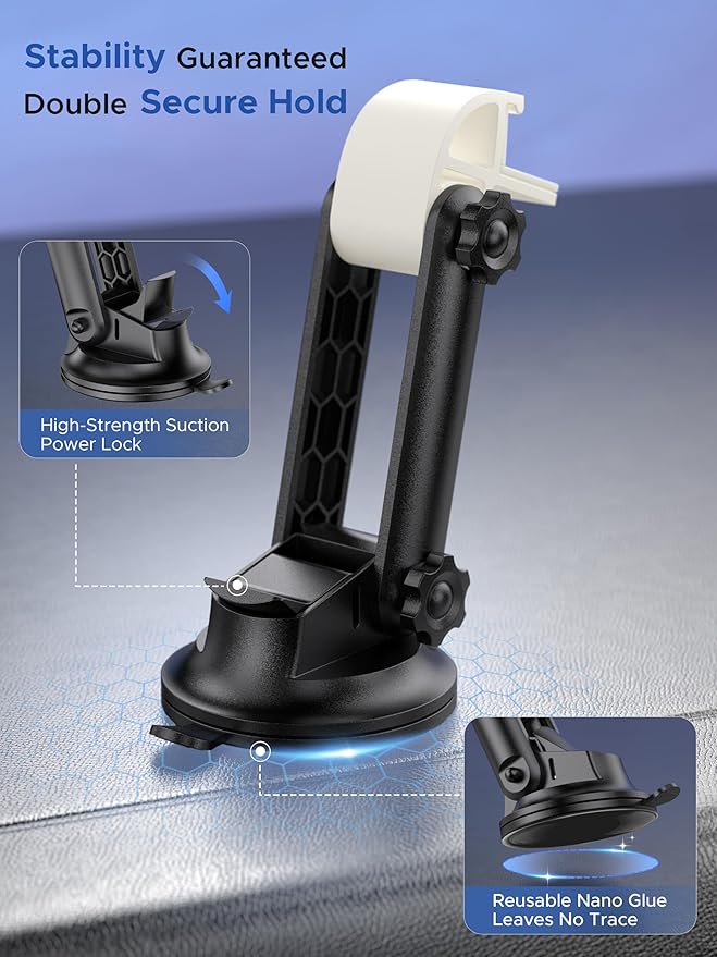 Starlink Mini Car Mount for Dashboard, cuarko Starlink Mini Mounting Kit, [Sticky Suction Base, Angle-Adjustable, Secure Hold] Car Suction Cup Mount Ensures Stable Setup While Driving
