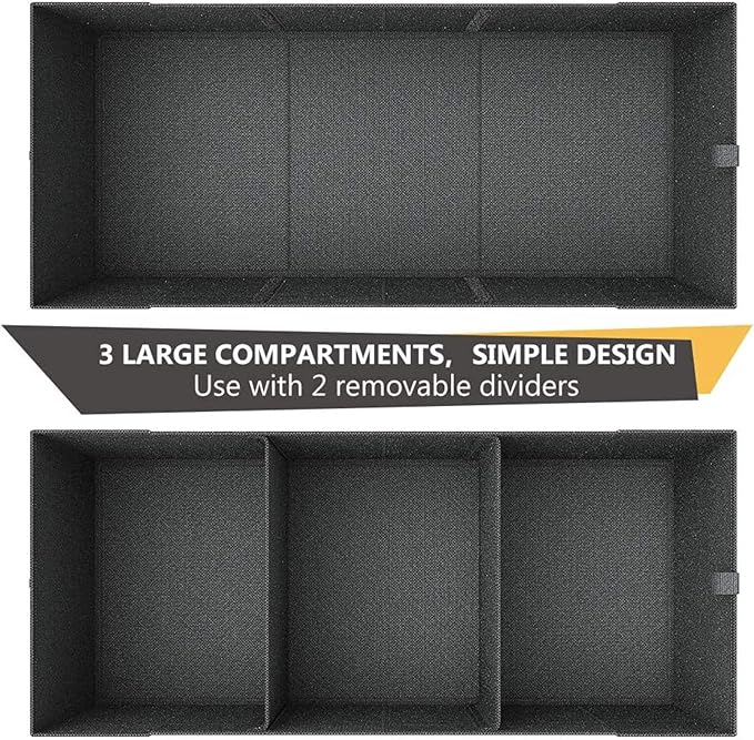 MIU COLOR Trunk Organizer for SUV, Sturdy Car Organizer, Non-Slip Bottom, Folded Storage Organizer for Sedan, Van, Jeep, Grocery, Car Organization for Men, Women, Large 3 Compartments, Classic Blk