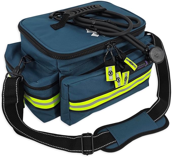 Lightning X Products Lightning X Mid-Sized First Responder EMT Bag | LXMB25 Fully Stocked w/ 240+ Aid, EMS & Trauma Supplies - Blue