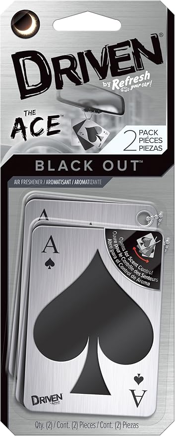 Refresh Your Car The Ace Car Air Freshener, Odor Eliminator, 2 Per Pack, Black Out Scent, Driven by Refresh Your Car