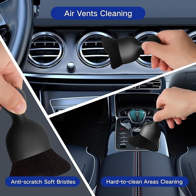 Qydipclin 10pcs Windshield Cleaning Tool Inside Car Window Cleaner Wash Kit with 4 Reusable Microfiber Pads 1 Spray Bottle and Extendable Handle Interior Auto Glass Wiper Kit, Blue